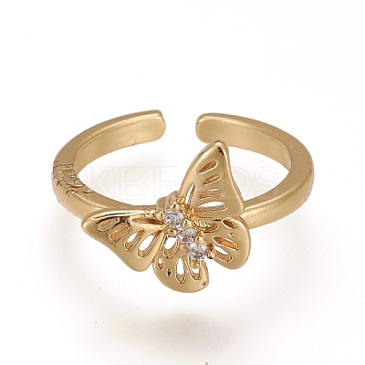 Brass Micro Pave Cubic Zirconia Cuff Rings RJEW-Z003-03G-1