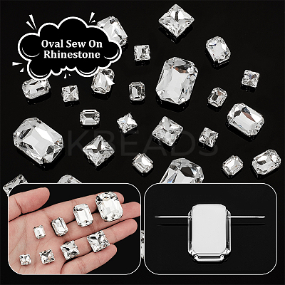 80Pcs 8 Style Rectangle Octagon & Square Sew on Rhinestone RGLA-GA0001-10-1