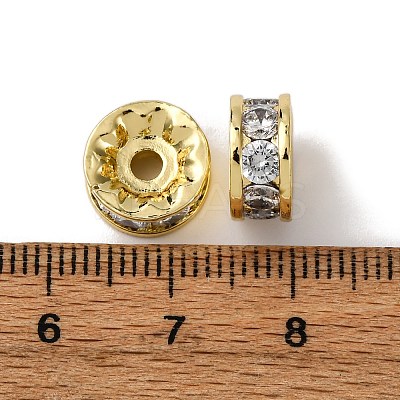 Brass Micro Pave Cubic Zirconia Beads KK-A270-02A-G-1