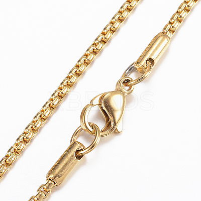 304 Stainless Steel Box Chain Necklaces NJEW-L450-05G-1