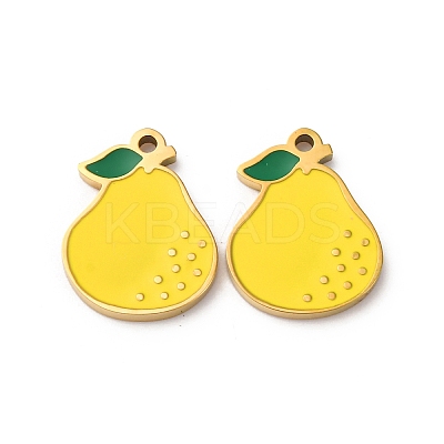 Fruit Seris 304 Stainless Steel Enamel Charms STAS-U060-03G-12-1