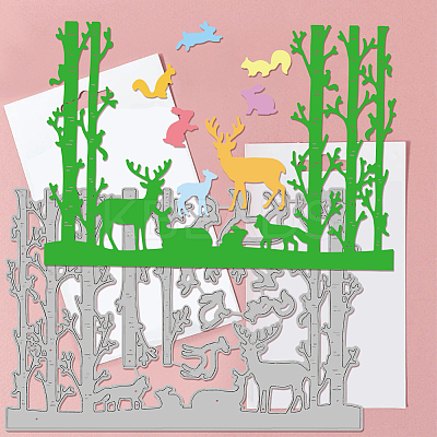 Forest Deer Carbon Steel Cutting Dies Stencils DIY-WH0309-1362-1