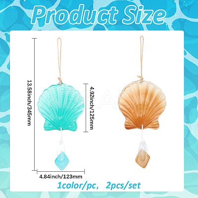 Hot Melt Glass Shell Shape Pendant Decoration AJEW-WH20073-014-1
