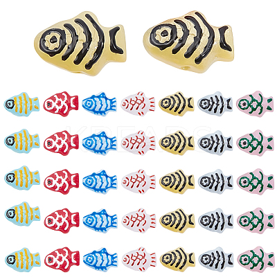 20Pcs Painted Glass Beads Enamel Beads BLOW-PA0001-01-1