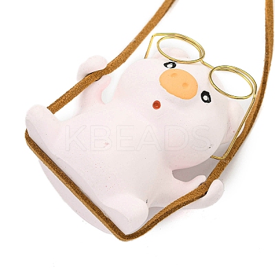 Cute Gesso Swinging Pig Pendant Decorations HJEW-A008-01A-1