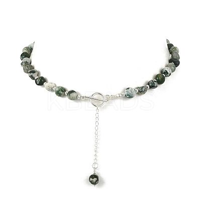 Natural Tree Agate and 304 Stainless Steel & Brass Finding Necklaces NJEW-JN06198-1