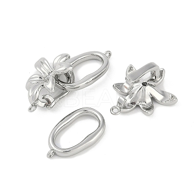 Brass Micro Pave Clear Cubic Zirconia Fold Over Clasps KK-U043-17P-1