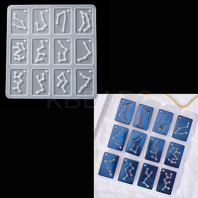 Twelve Constellations Rectangle Pendants Silicone Molds DIY-YW0006-67-1