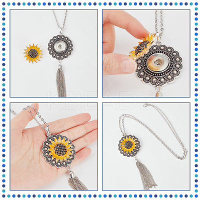 5Pcs 5 Style Interchangeable Alloy Snap Button Necklace Making FIND-NB0003-50-1