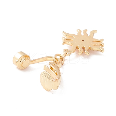 Rhinestone Sun Charm Belly Ring AJEW-F057-14G-1