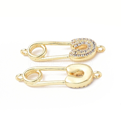 Eco-Friendly Rack Plating Brass Micro Pave Clear Cubic Zirconia Connector Charms KK-F845-05G-1