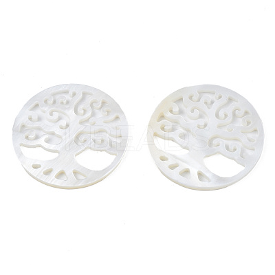 Natural Freshwater Shell Filigree Joiners SHEL-N027-15-1