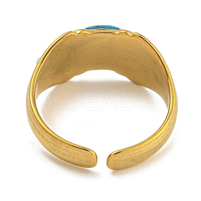 Oval Synthetic Turquoise Finger Rings RJEW-U015-02G-1