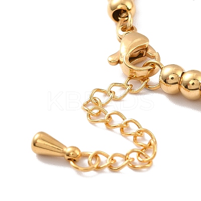 PVD Vacuum Plating 201 Stainless Steel Round Beaded Bracelet for Women STAS-D179-03G-02-1