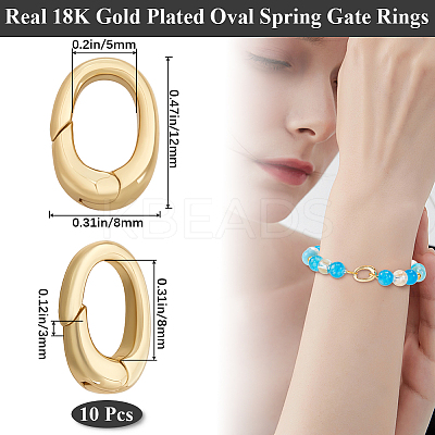 10Pcs Brass Spring Gate Rings KK-BBC0015-85-1