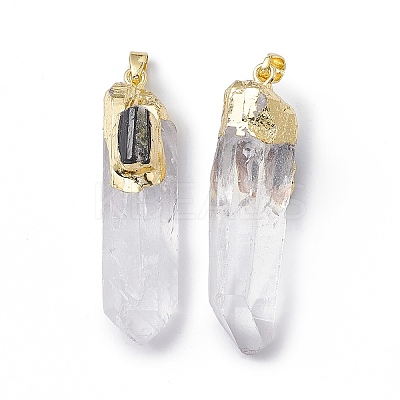 Natural Quartz Crystal Pointed Big Pendants G-P491-12G-1