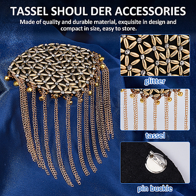 2Pcs Detachable Iron Tassel Epaulettes AJEW-FH0006-25G-1