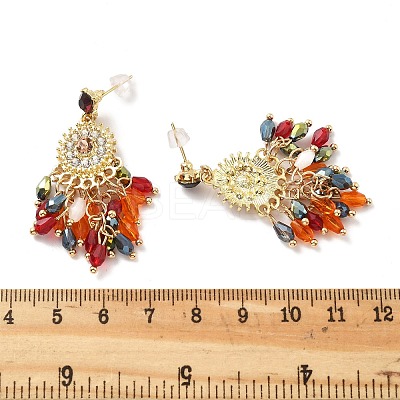Bohemia Style Alloy Acrylic Tassel Dangle Stud Earrings for Women EJEW-G435-01G-1