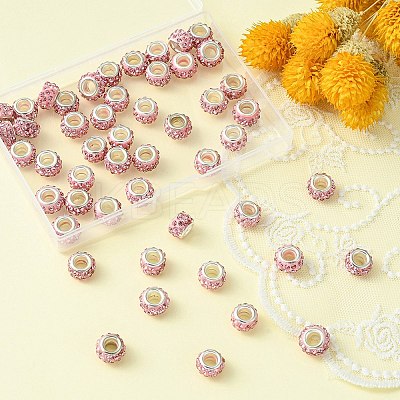 50Pcs Polymer Clay Rhinestone European Large Hole Beads FPDL-YW0001-01A-1