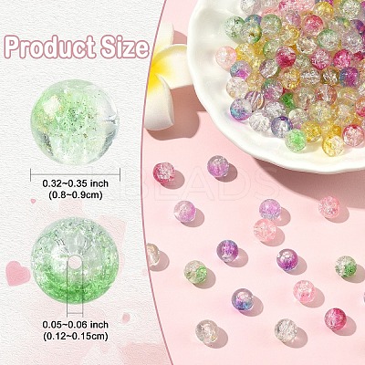100Pcs Transparent Spray Painted Crackle Glass Beads GLAA-YW0005-15A-1