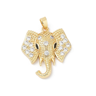 Brass Micro Pave Clear Cubic Zirconia Pendants KK-R213-21G-1
