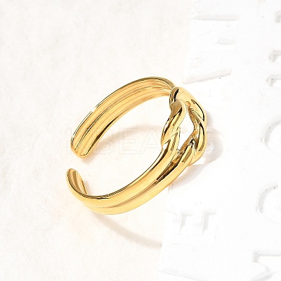 304 Stainless Steel Knot Cuff Rings for Women RJEW-Z110-03G-1