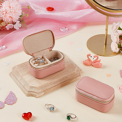 Portable Travel Rectangle PU Leather Jewelry Set Storage Zipper Boxes LBOX-WH0007-001A-1
