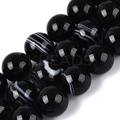 Natural Banded Agate Beads Strands G-Q608-18A-1