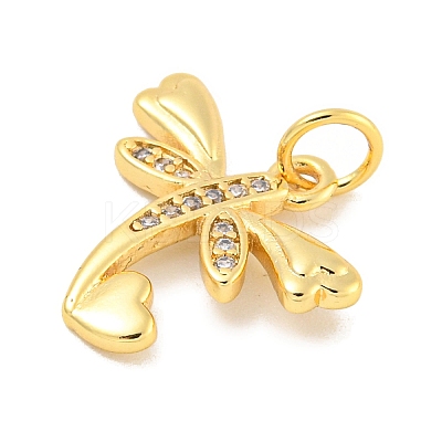 Rack Plating Brass Micro Pave Clear Cubic Zirconia Pendants KK-B093-10B-G-1
