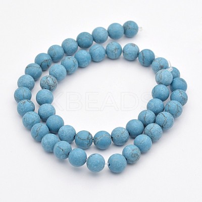 Synthetic Turquoise Round Beads Strands G-D658-4mm-1