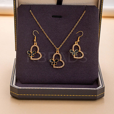 Alloy Rhinestone & Enamel Pendant Necklaces & Dangle Earrings Sets for Women FS-WGD52C4-12-1