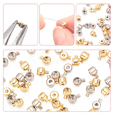60Pcs 2 Colors Brass Crimp Beads KK-AR0003-62-1