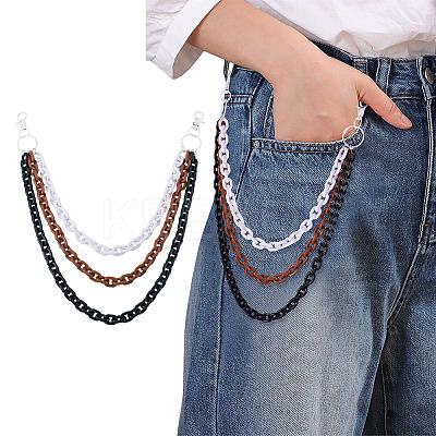 3-Color Acrylic Cable Chain 3 Layer Chain Belts for Pants HJEW-TAC0117-1