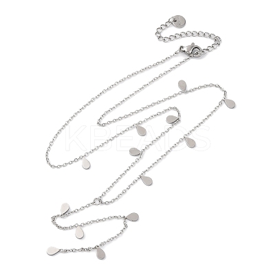 304 Stainless Steel Teardrop Tassel Y Necklaces NJEW-R026-24P-1