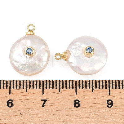 Brass Micro Pave Cubic Zirconia with Natural Pearl Pendants KK-Z146-07C-04-1