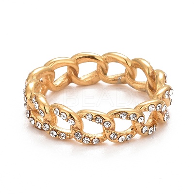 Clear Cubic Zirconia Curb Chain Shape Finger Ring RJEW-C025-37B-G-1