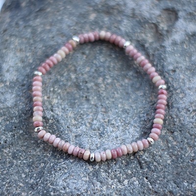 Natural Rhodonite Rondelle Beaded Stretch Bracelets UT5328-16-1