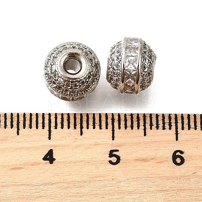 Round Brass Micro Pave Cubic Zirconia Beads KK-L230-11P-04-1