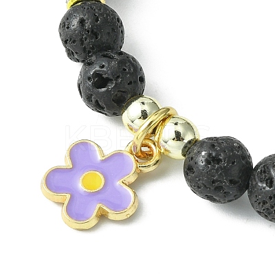 Natural Lava Rock Beaded Stretch Bracelets BJEW-JB09609-1