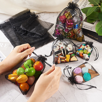 60Pcs 6 Styles Organza Bags Jewellery Storage Pouches Wedding Favour Party Mesh Drawstring Gift OP-TA0001-06-1