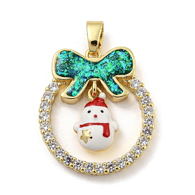 Christmas Brass Micro Pave Cubic Zirconia Pendants KK-H468-01F-01G-1