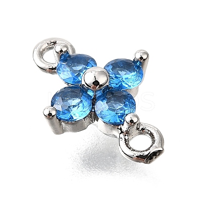 Brass Micro Pave Blue Cubic Zirconia Links KK-D356-06A-P-1