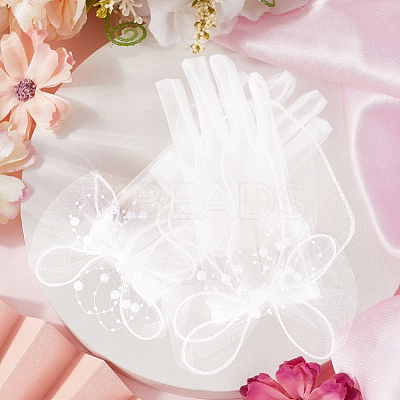 Polyester Bride's Lace Gloves AJEW-WH20120-23D-1