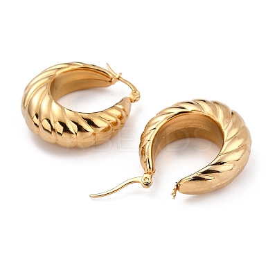 Ion Plating(IP) 304 Stainless Steel Hoop Earrings LS-EJEW-O096-35G-1