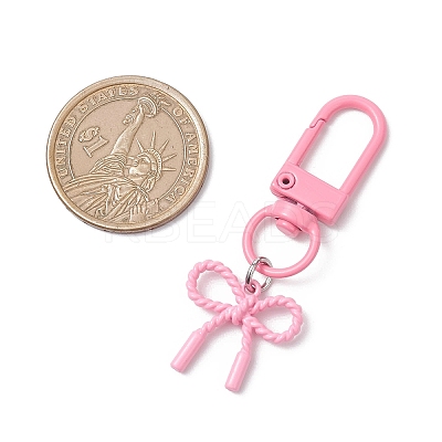 6Pcs Spray Plating Alloy Bowknot Pendant Decorations HJEW-JM04239-1