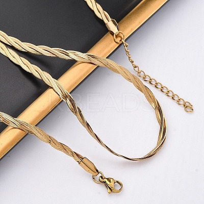 304 Stainless Steel Twisted Snake Chain Necklaces NJEW-Q013-08G-1