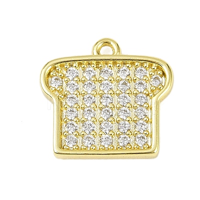 Brass Micro Pave Clear Cubic Zirconia Charms KK-L238-18G-1