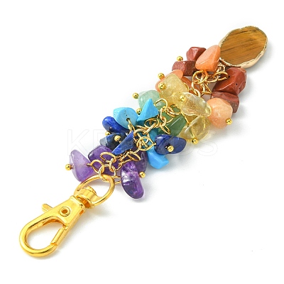 Chakra Gemstone Chips Pendant Decorations HJEW-JM01201-1