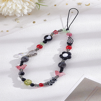 1Pc Flower & Butterfly Plastic Cell Phone Strap Charm Hanging Keychain for Women AJEW-LP0004-59-1