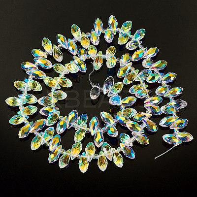 2 Strands Electroplate Transparent Glass Faceted Teardrop Beads Strand EGLA-TA0001-36A-1